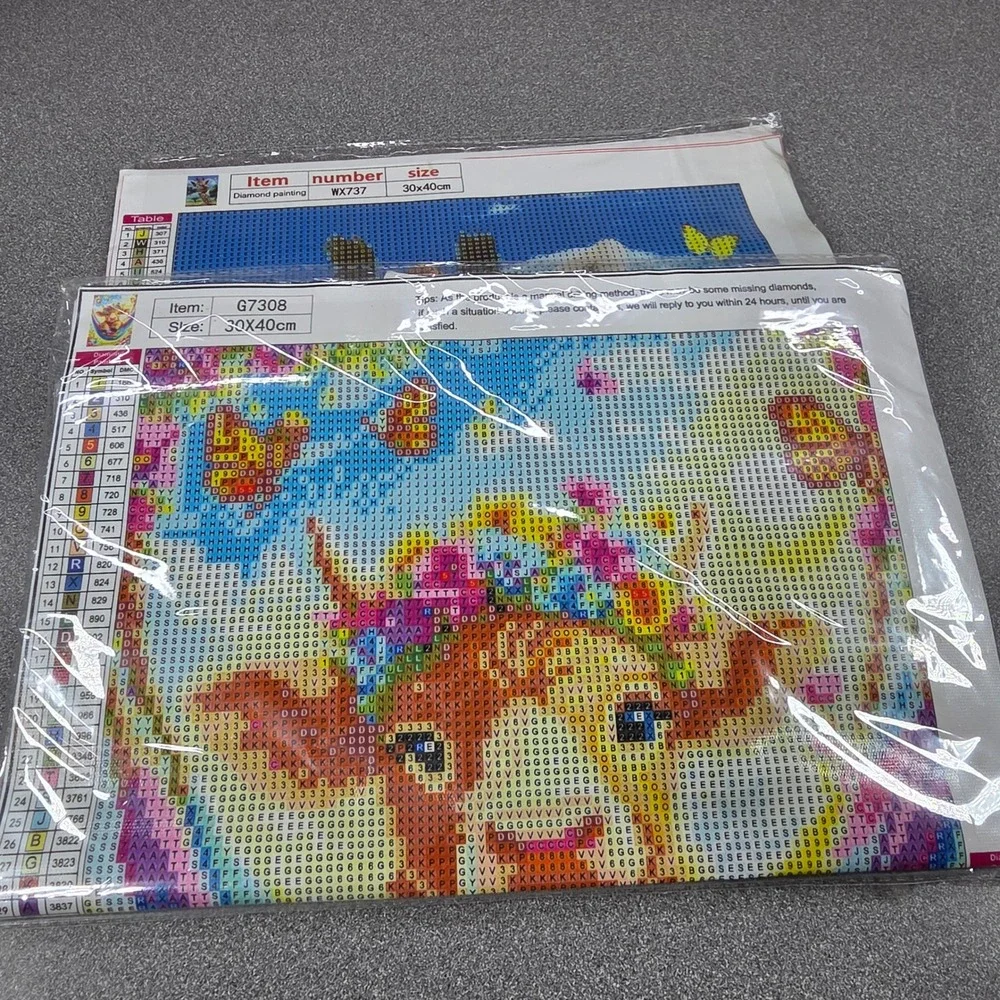 Diamond Art Kit 2pc Bundle 30x40cm Multicolor New Giraffe & Cow DIY‎